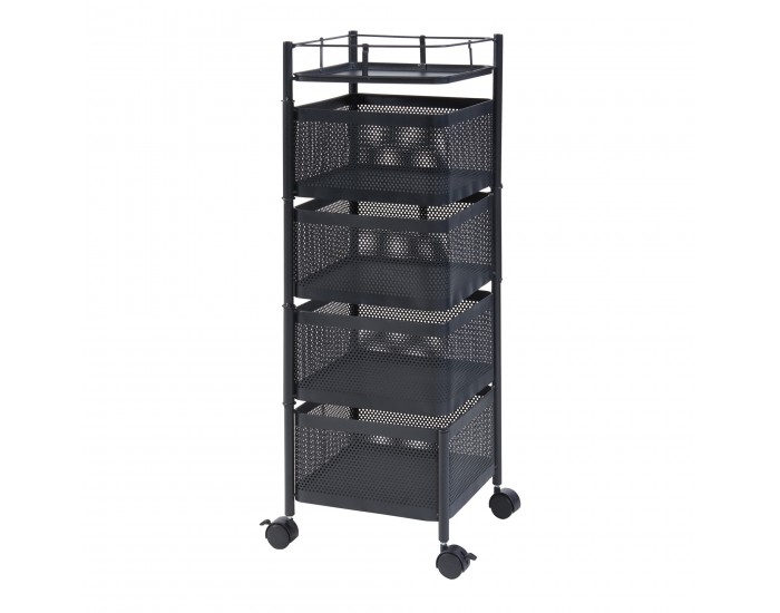 Sunndal количка с 4 нива 79.5x27x27cm черна []