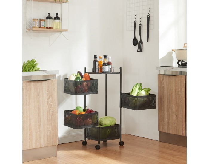 Sunndal количка с 4 нива 79.5x27x27cm черна []