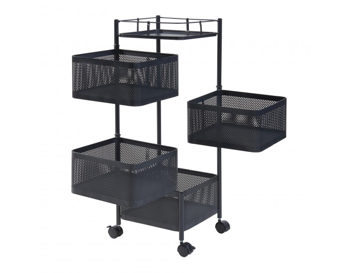 Sunndal количка с 4 нива 79.5x27x27cm черна []