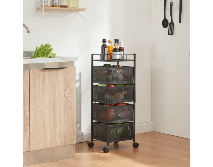 Sunndal количка с 4 нива 79.5x27x27cm черна []