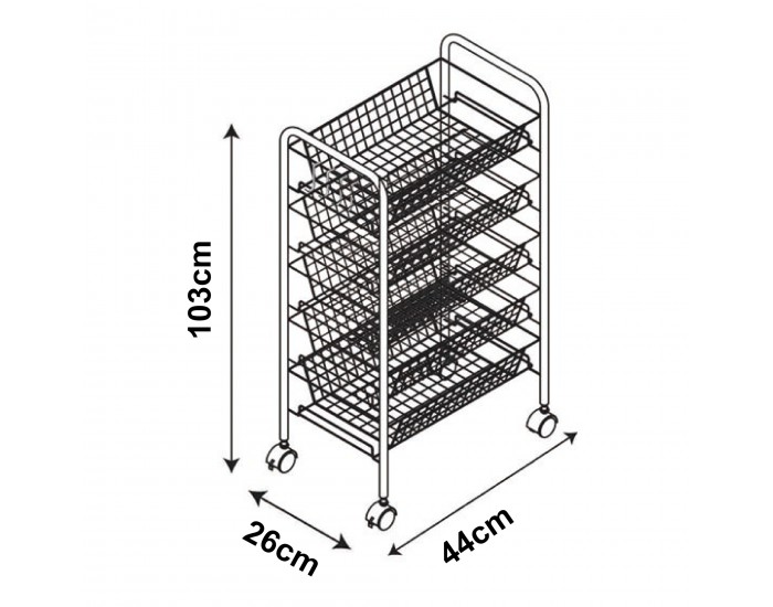 Tromsø количка с 5 нива 103x44x26cm черна []