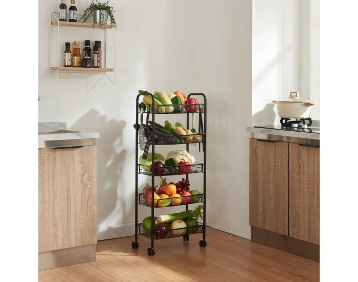 Tromsø количка с 5 нива 103x44x26cm черна []