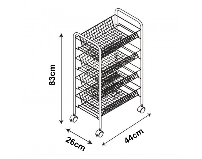 Tromsø количка с 4 нива 83x44x26cm Черна []