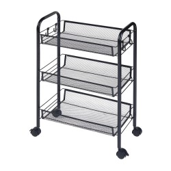 Tromsø количка с 3 нива 63x44x26cm черна [] - Кухненски аксесоари