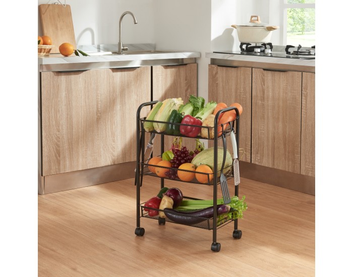 Tromsø количка с 3 нива 63x44x26cm черна []