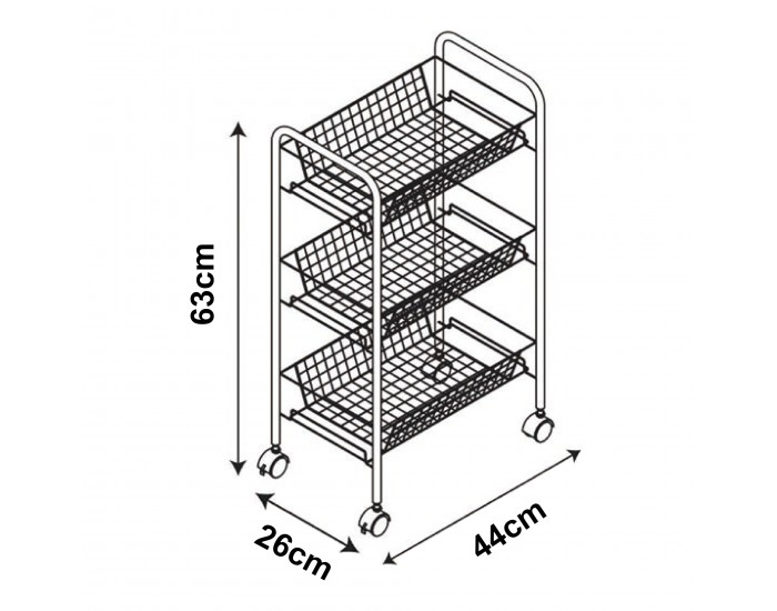 Tromsø количка с 3 нива 63x44x26cm черна []