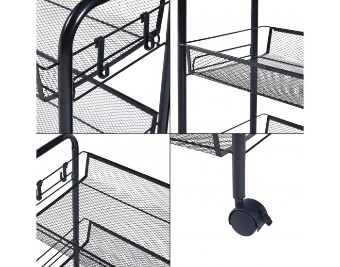 Tromsø количка с 3 нива 63x44x26cm черна []