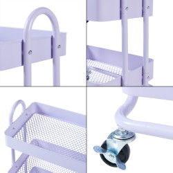 Кухненска количка Pyhäntä с 3 нива, лилава [] - Кухненски аксесоари