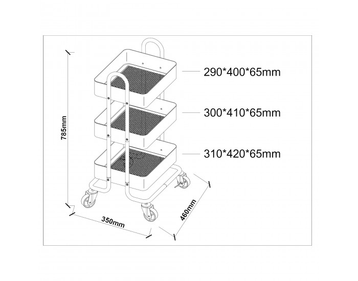 Кухненска количка Pyhäntä с 3 нива, лилава []