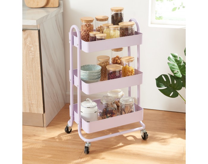 Кухненска количка Pyhäntä с 3 нива, лилава []