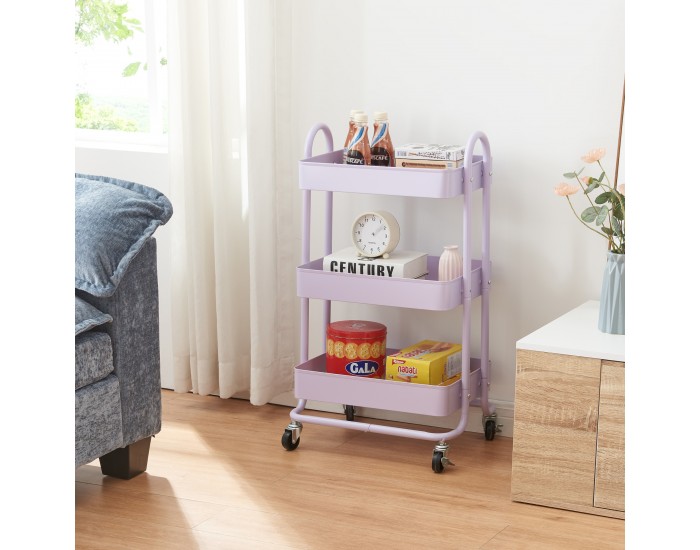 Кухненска количка Pyhäntä с 3 нива, лилава []
