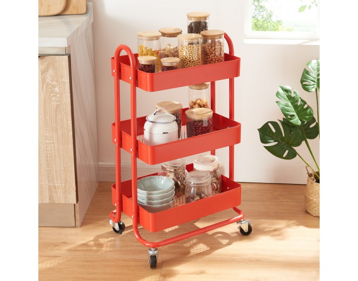 Кухненска количка Pyhäntä с 3 нива червена []