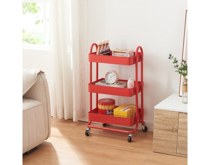 Кухненска количка Pyhäntä с 3 нива червена []