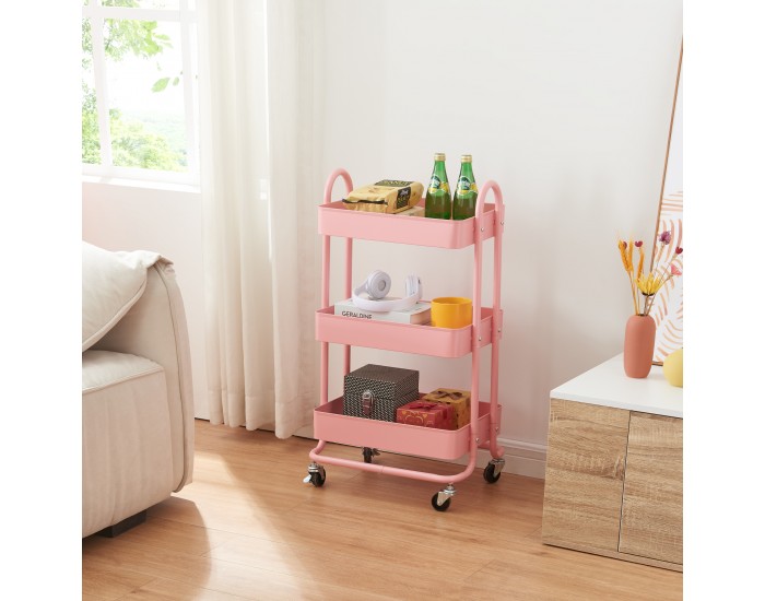 Кухненска количка Pyhäntä с 3 нива, розова []