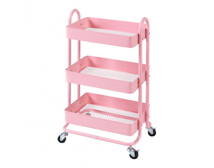 Кухненска количка Pyhäntä с 3 нива, розова []