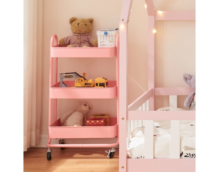 Кухненска количка Pyhäntä с 3 нива, розова []