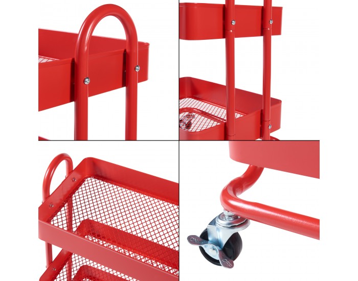 Кухненска количка Pyhäntä с 4 нива червена []