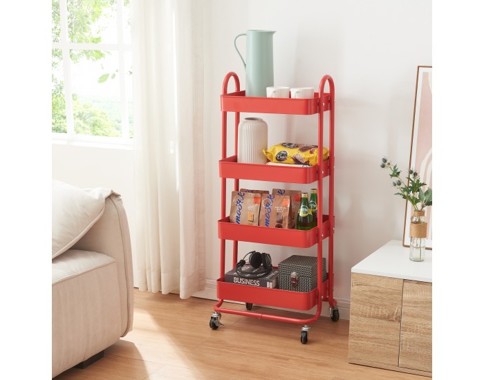 Кухненска количка Pyhäntä с 4 нива червена []