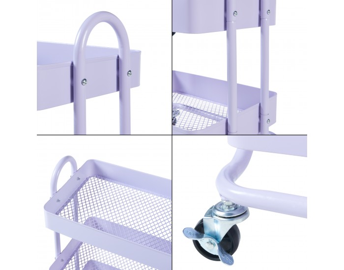 Кухненска количка Pyhäntä с 4 нива, лилава []