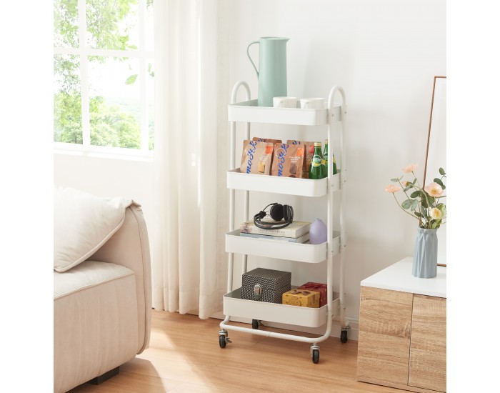 Кухненска количка Pyhäntä с 4 нива бяла []