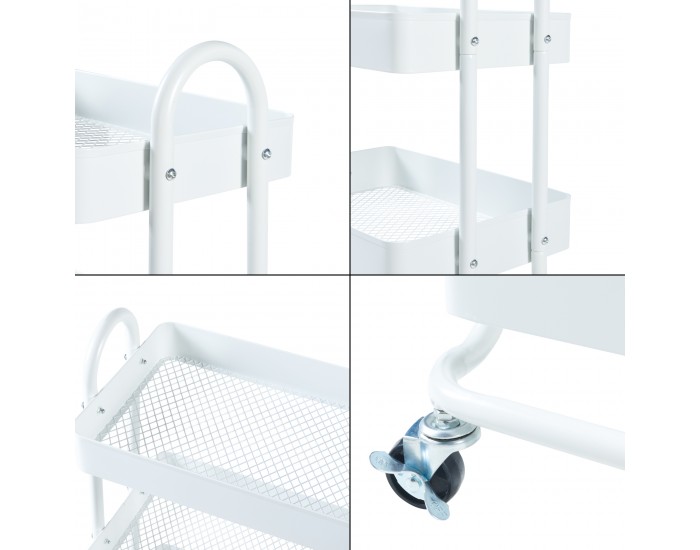 Кухненска количка Pyhäntä с 4 нива бяла []