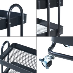 Кухненска количка Pyhäntä с 4 нива, черна [] - Кухненски аксесоари