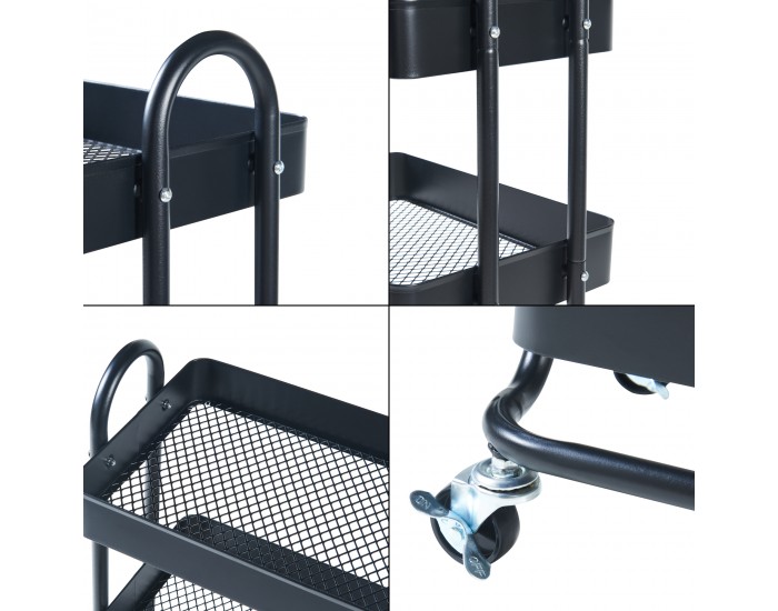 Кухненска количка Pyhäntä с 4 нива, черна []