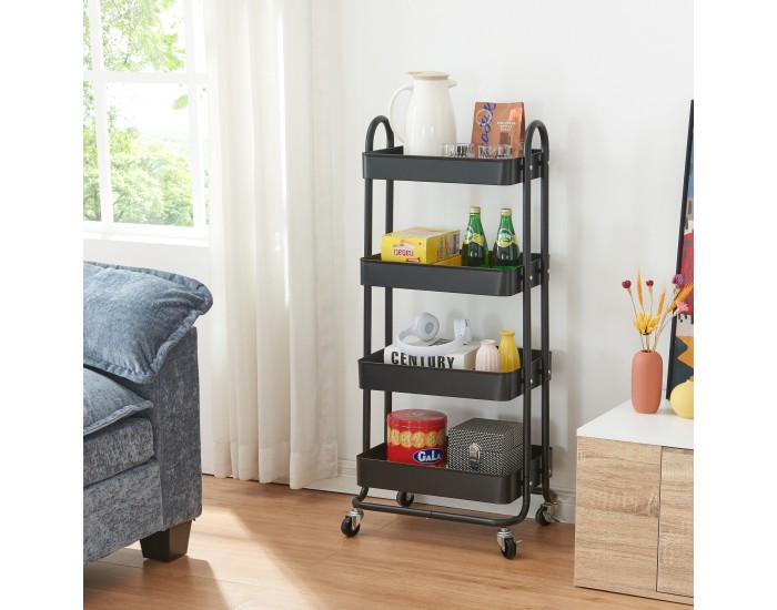 Кухненска количка Pyhäntä с 4 нива, черна []