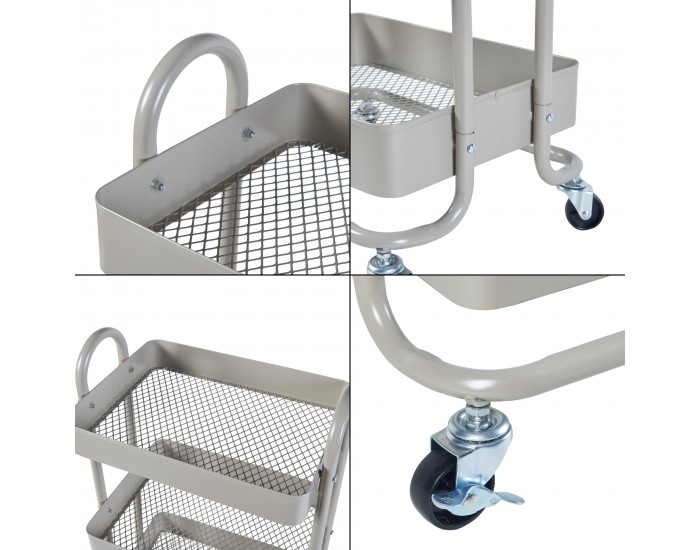 Кухненска количка Pyhäntä с 4 нива, цвят камила []