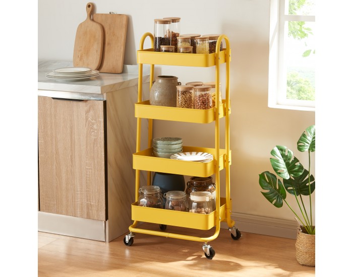 Pyhäntä кухненска количка с 4 нива жълта []