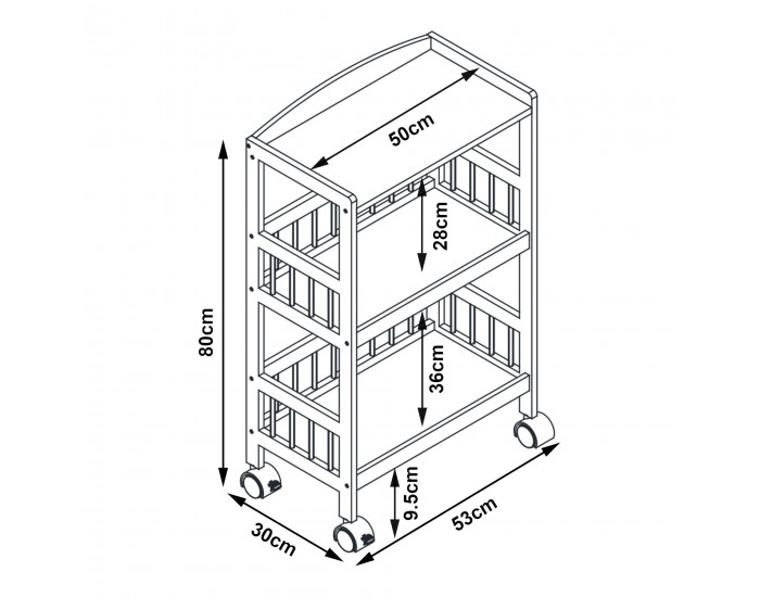 Количка за сервиране Huddinge 80x53x30 см бамбук []