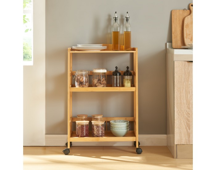 Количка за сервиране Huddinge 80x53x30 см бамбук []