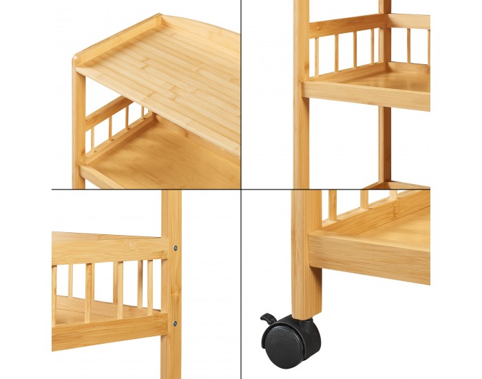 Количка за сервиране Huddinge 80x53x30 см бамбук []