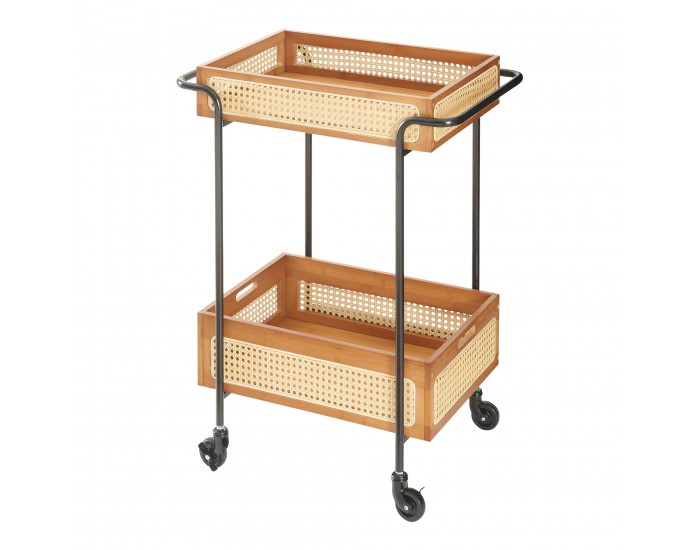 Количка за сервиране Tervola 81x61x39 cm визия на ратан []