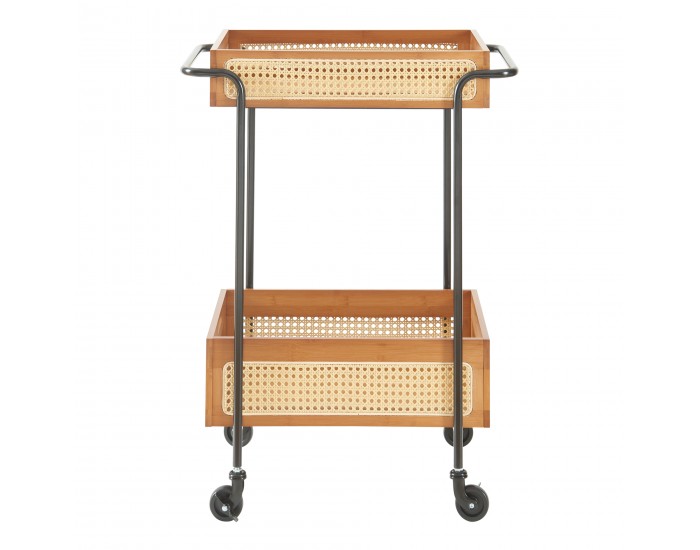 Количка за сервиране Tervola 81x61x39 cm визия на ратан []