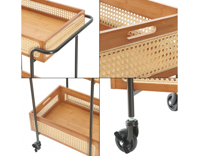 Количка за сервиране Tervola 81x61x39 cm визия на ратан []