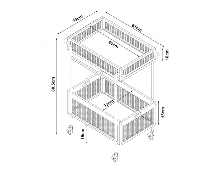 Количка за сервиране Tervola 81x61x39 cm визия на ратан []