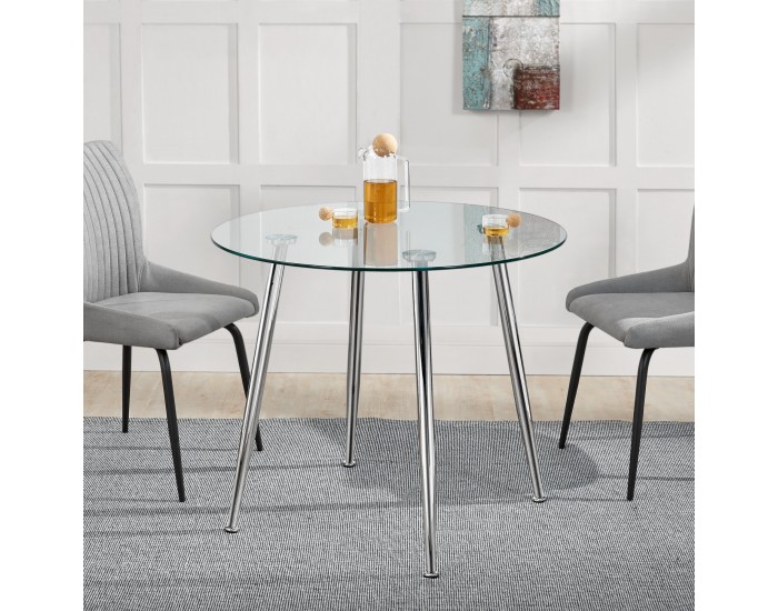 Стъклена маса Humppila 87x75 см цвят хром []