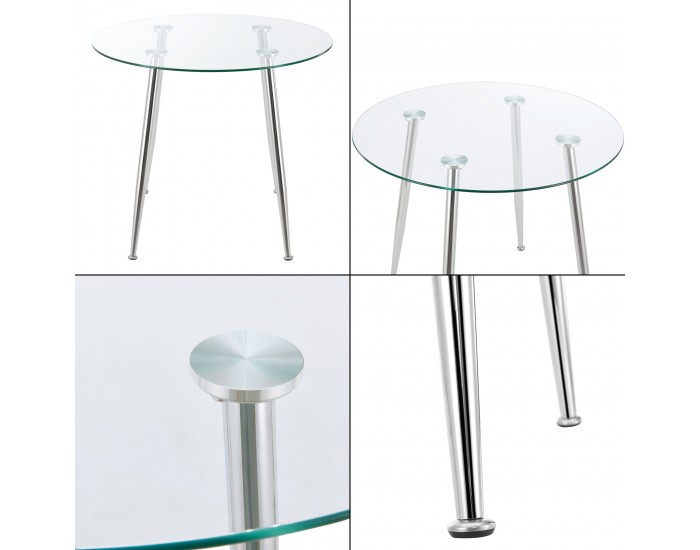 Стъклена маса Humppila 87x75 см цвят хром []