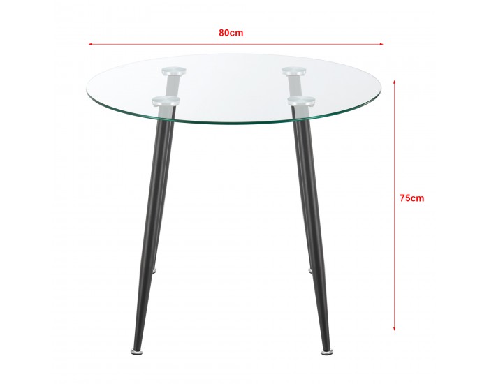 Стъклена маса Humppila 80x75 см черна []