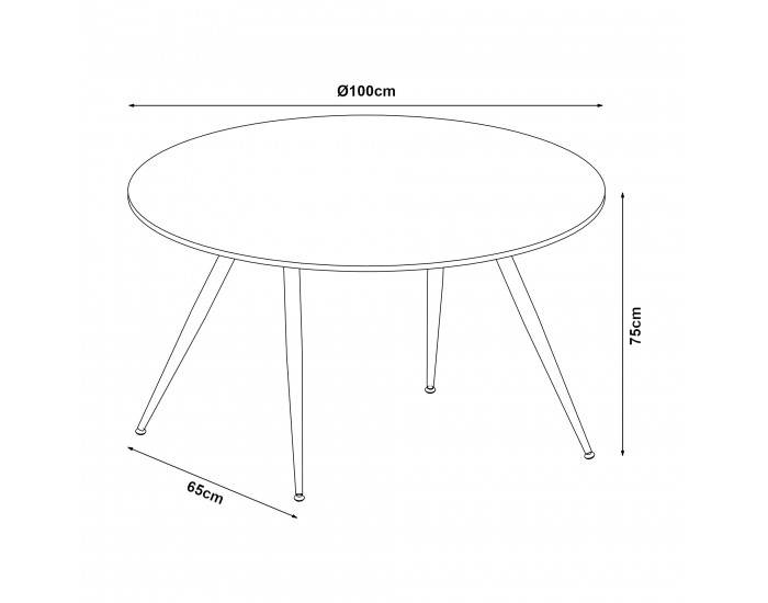 Трапезна маса Fitjar за 4 души Ø100 см бетонна визия []