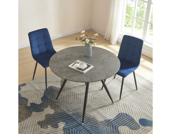 Трапезна маса Fitjar за 4 души Ø100 см бетонна визия []