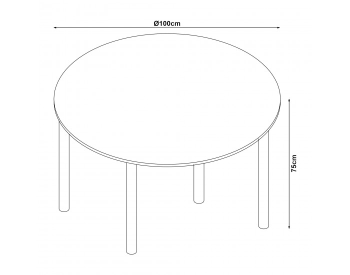 Трапезна маса Lindesberg за 4 души Ø100 см сива []