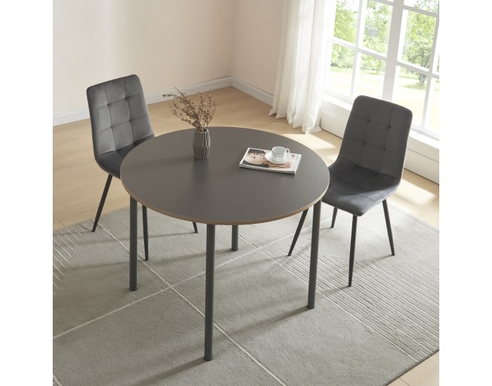 Трапезна маса Lindesberg за 4 души Ø100 см сива []