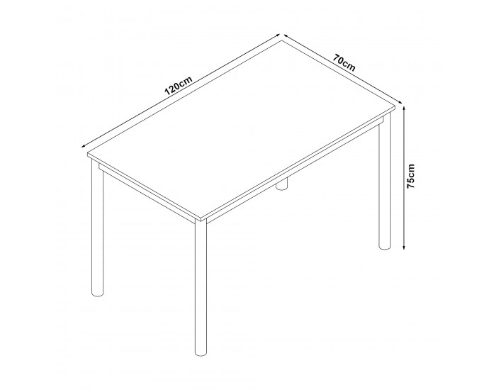 Трапезна маса Lindesberg за 4 души 120x70 см сива []