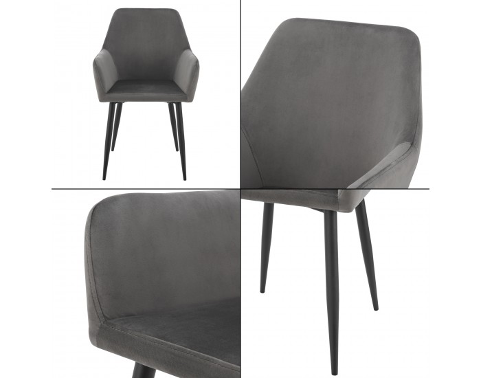 Комплект трапезарни столове Hollola от 2 бр., тъмносив []