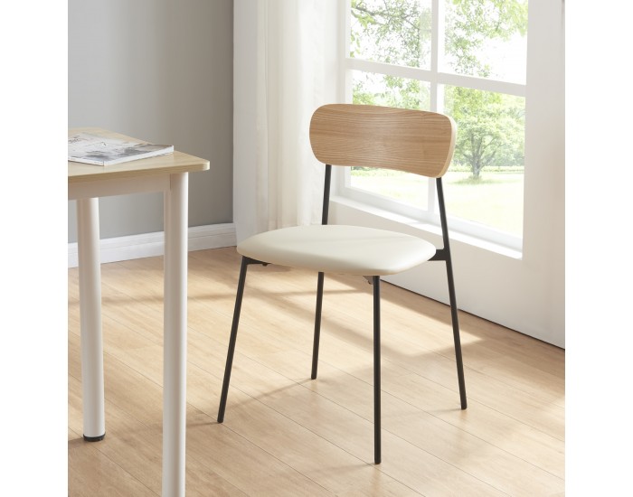 Комплект трапезарни столове Jyväskylä от 2 бр., 78x45x48 см, бежов []