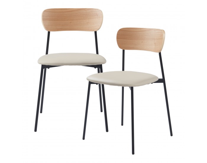 Комплект трапезарни столове Jyväskylä от 2 бр., 78x45x48 см, бежов []