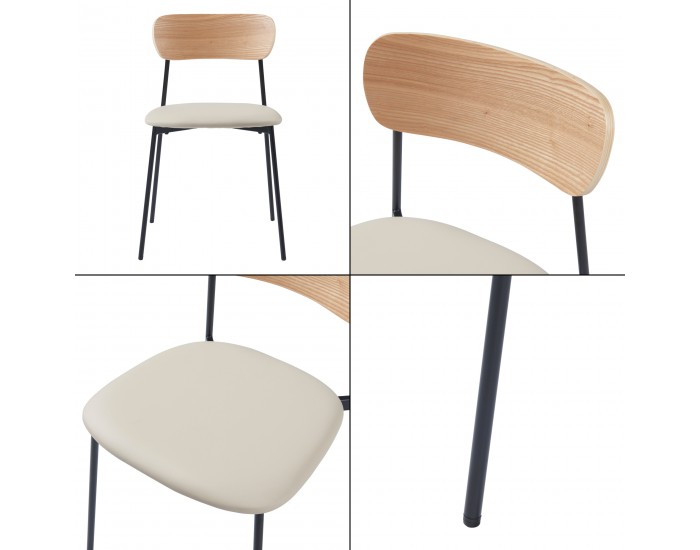 Комплект трапезарни столове Jyväskylä от 2 бр., 78x45x48 см, бежов []