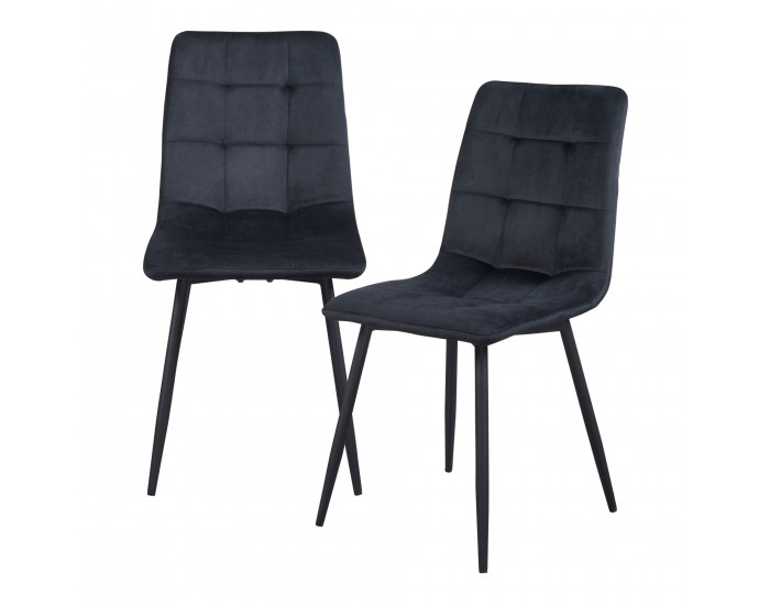 Комплект трапезарни столове Lexnitz от 2 бр. с кръгли крака, черен []